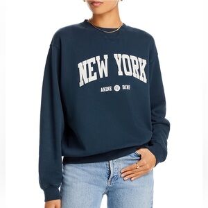 Anine Bing Ramona Crewneck Sweatshirt NEW YORK Exclusive Sz Medium Navy NEW RARE